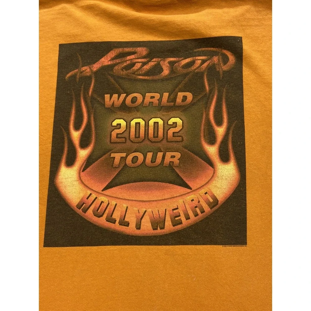 Vintage Poison 2002 Hollyweird World Tour Orange‎ T shirt Size L Y2K